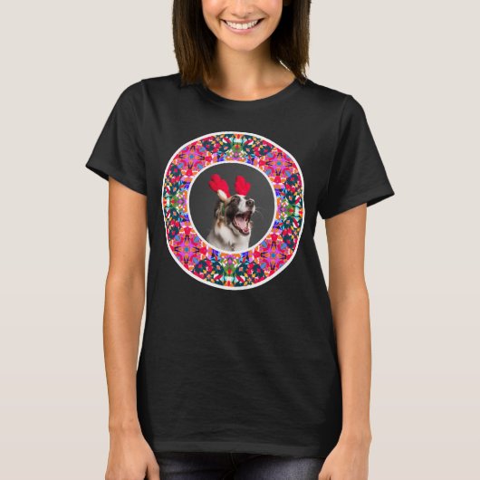Prettige feestdagen Aangepaste foto Kerstmis Pet D T-shirt (Voorkant)