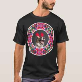 Prettige feestdagen Aangepaste foto Kerstmis Pet D T-shirt