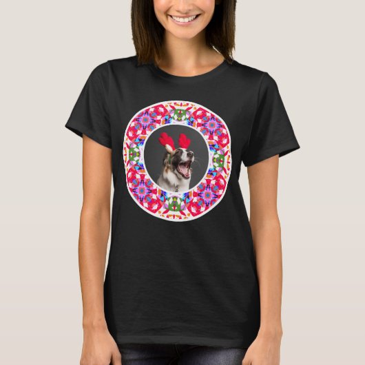Prettige feestdagen Aangepaste foto Kerstmis Pet D T-shirt (Voorkant)