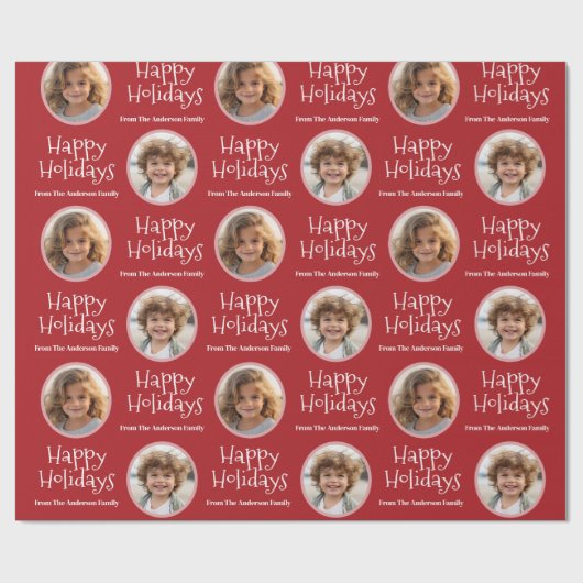 Prettige feestdagen Aangepaste foto met Whimsical Cadeaupapier (Vlak)