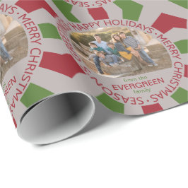 Prettige feestdagen aangepaste foto & naam inpakpa cadeaupapier