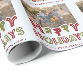 Prettige feestdagen aangepaste foto & naam inpakpa cadeaupapier