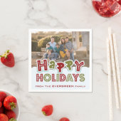 Prettige feestdagen aangepaste foto & naam papiere servet (Insitu)