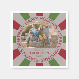 Prettige feestdagen aangepaste foto & naam papiere servetten