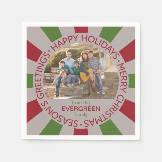 Prettige feestdagen aangepaste foto & naam papiere servetten (Voorkant)