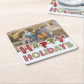 Prettige feestdagen aangepaste foto-onderzetters kartonnen onderzetters (Schuin)