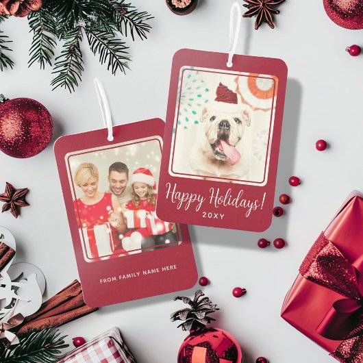 Prettige feestdagen Aangepaste foto? Rood Twee Zij Luchtverfrisser