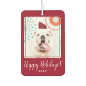 Prettige feestdagen Aangepaste foto? Rood Twee Zij Luchtverfrisser (Voorkant)