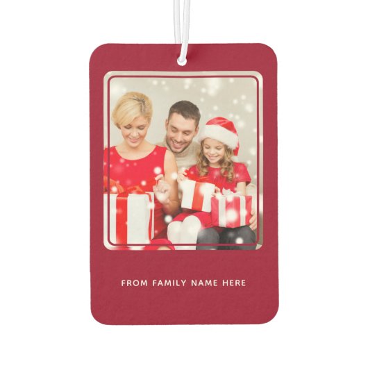 Prettige feestdagen Aangepaste foto? Rood Twee Zij Luchtverfrisser (Achterkant)