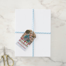 Prettige feestdagen aangepaste foto & tekst cadeau cadeaulabel