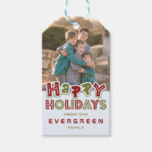 Prettige feestdagen aangepaste foto & tekst cadeau cadeaulabel (Voorkant)