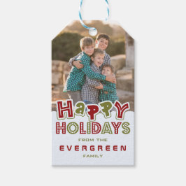 Prettige feestdagen aangepaste foto & tekst cadeau cadeaulabel