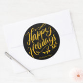 Prettige feestdagen Aangepaste Gouden Glitter Kall Ronde Sticker (Envelop)