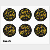 Prettige feestdagen Aangepaste Gouden Glitter Kall Ronde Sticker (Vel)