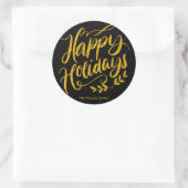 Prettige feestdagen Aangepaste Gouden Glitter Kall Ronde Sticker (Tas)