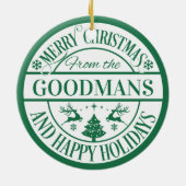 Prettige feestdagen Aangepaste kerst familie aande Keramisch Ornament (Achterkant)