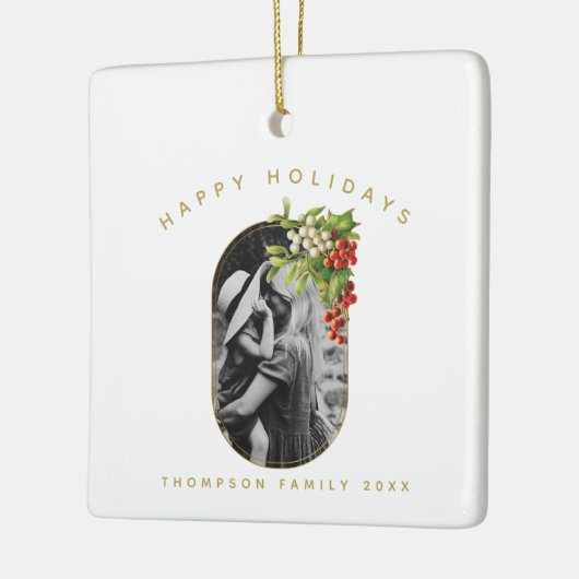 prettige feestdagen aangepaste kerstfeestdagen keramisch ornament (Links)