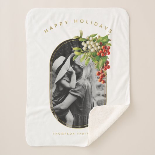 prettige feestdagen aangepaste kerstfeestdagen sherpa deken (Voorkant)