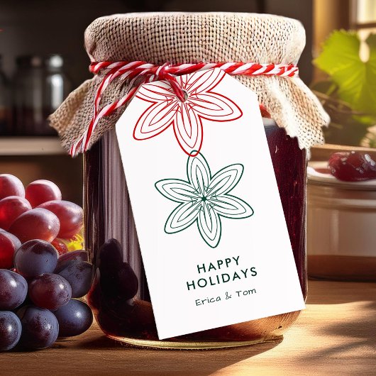 Prettige feestdagen Aangepaste kleur minimalistisc Cadeaulabel