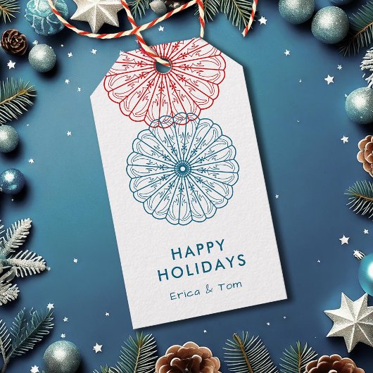 Prettige feestdagen Aangepaste kleur minimalistisc Cadeaulabel