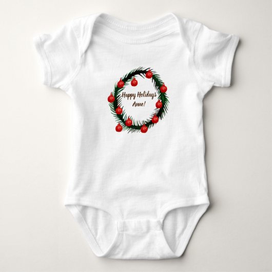 Prettige feestdagen aangepaste naam Baby Bodysuit (Voorkant)