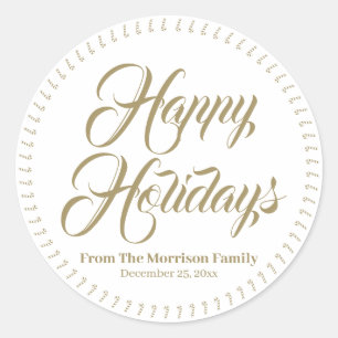 prettige feestdagen aangepaste naam candy cannen g ronde sticker