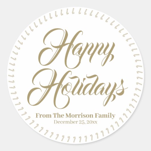 prettige feestdagen aangepaste naam candy cannen g ronde sticker (Voorkant)