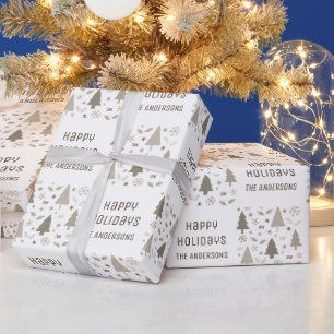 Prettige Feestdagen Aangepaste Naam Kerstmis Taupe Cadeaupapier