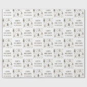 Prettige Feestdagen Aangepaste Naam Kerstmis Taupe Cadeaupapier (Vlak)