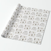 Prettige Feestdagen Aangepaste Naam Kerstmis Taupe Cadeaupapier (Uitgerold)