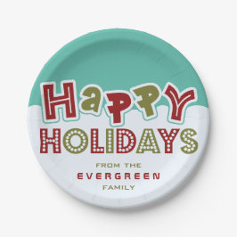 Prettige feestdagen aangepaste naam papieren borde bordje