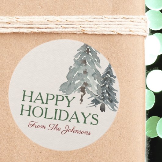 Prettige feestdagen Aangepaste naam ~ Waterverf Pi Ronde Sticker