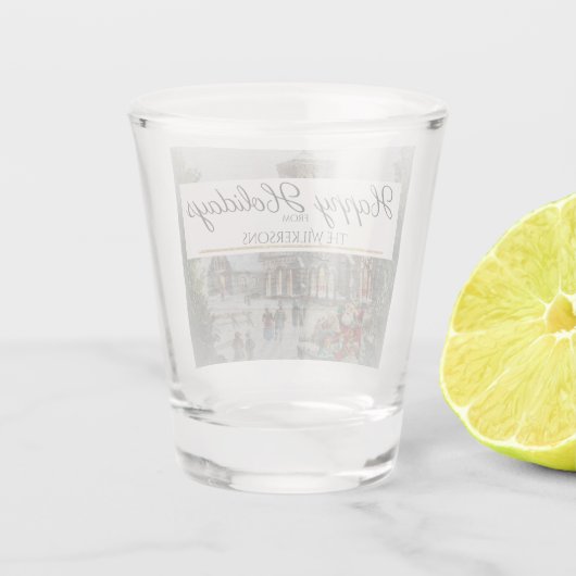 Prettige feestdagen aangepaste nostalgische kersts shot glas (Achterkant)