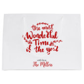 Prettige feestdagen Aangepaste rode en witte Kerst Groot Cadeauzakje (Voorkant)