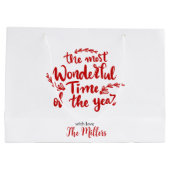 Prettige feestdagen Aangepaste rode en witte Kerst Groot Cadeauzakje (Achterkant)