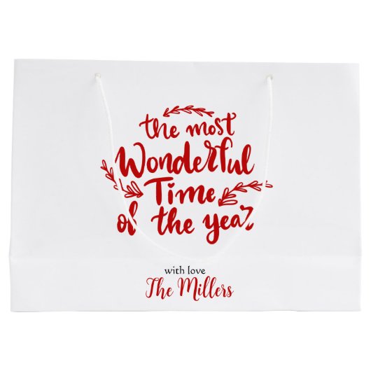 Prettige feestdagen Aangepaste rode en witte Kerst Groot Cadeauzakje (Achterkant)