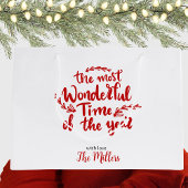 Prettige feestdagen Aangepaste rode en witte Kerst Groot Cadeauzakje