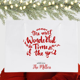 Prettige feestdagen Aangepaste rode en witte Kerst Groot Cadeauzakje