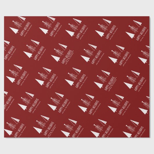 Prettige feestdagen Aangepaste rode feestelijke sp Cadeaupapier (Vlak)