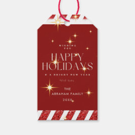 Prettige feestdagen Aangepaste rode strepen sprank Cadeaulabel