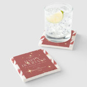 Prettige feestdagen Aangepaste rode strepen sprank Stenen Onderzetter (Zijkant)