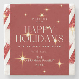 Prettige feestdagen Aangepaste rode strepen sprank Stenen Onderzetter