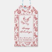 Prettige feestdagen Aangepaste rode & witte winter Cadeaulabel (Voorkant)