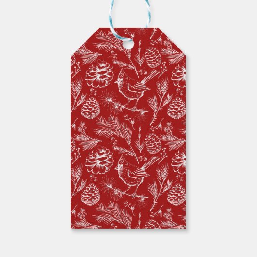 Prettige feestdagen Aangepaste rode & witte winter Cadeaulabel (Achterkant)