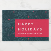 Prettige feestdagen Aangepaste Spruce Bessen Moder Sparkling Wijnetiket (Enkel label)