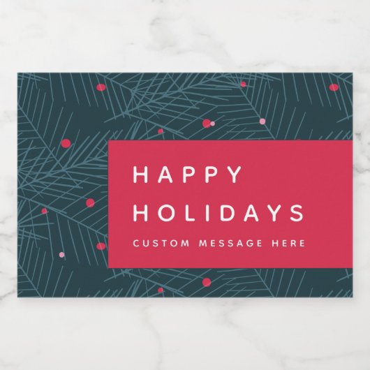 Prettige feestdagen Aangepaste Spruce Bessen Moder Sparkling Wijnetiket (Enkel label)