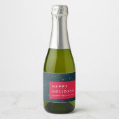 Prettige feestdagen Aangepaste Spruce Bessen Moder Sparkling Wijnetiket (Voorkant)