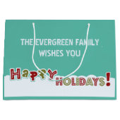 Prettige feestdagen aangepaste tekst geschenkzak large cadeautasje (Voorkant)