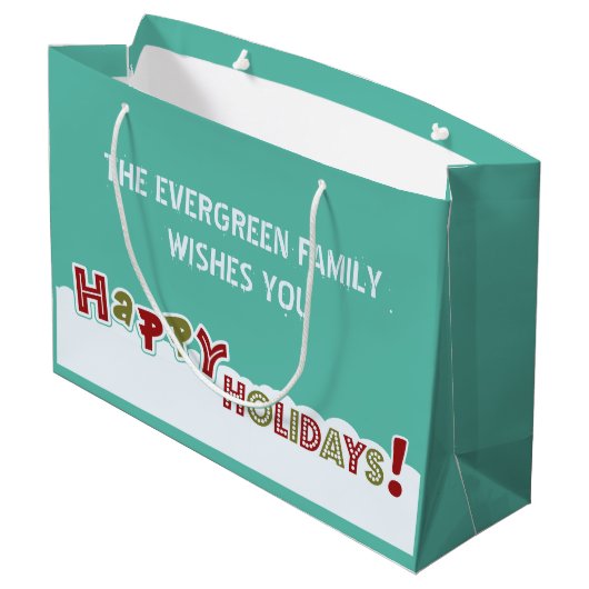 Prettige feestdagen aangepaste tekst geschenkzak large cadeautasje (Achterkant Gekanteld)