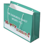 Prettige feestdagen aangepaste tekst geschenkzak large cadeautasje (Voorkant Gekanteld)